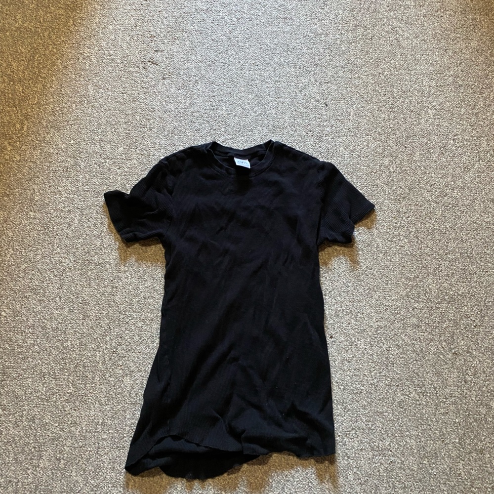 Zara Waffle Long Tee | Black